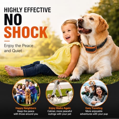 NEW 2026 No Shock Bark Collar for Dogs - Humane Anti Bark Collar for Small Medium Large Dogs - Smart AI Chip - Automatic Bark Detection - Sound & Vibration Modes - Safe Dog Training Collar Trainer