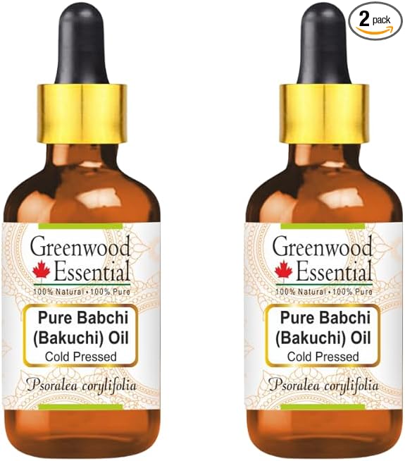 Greenwood Essential Babchi (Bakuchi) Oil (Psoralea corylifolia) with Glass Dropper | Cold Pressed | Natural | Undiluted | For Diluting Essential Oils | For Skin & Massage | Unisex | 50ml X 2 (3.38 oz)