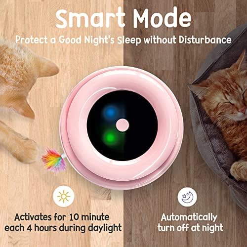 ORSDA Cat Toys 2-in-1 Interactive Cat Toys for Indoor Cats, Automatic Cat Toy Balls, Ambush Feather Kitten Toys with 6pcs Attachments, Dual Power Supplies, Auto On/Off (Upgraded Version)