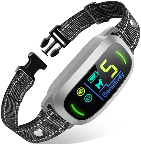 FAFAFROG Dog Bark Collar for Large Medium Small Dogs, Rechargeable Smart Bark Collar, Anti Barking Training Collar with 5 Adjustable Sensitivity Beep Vibration (Silver)
