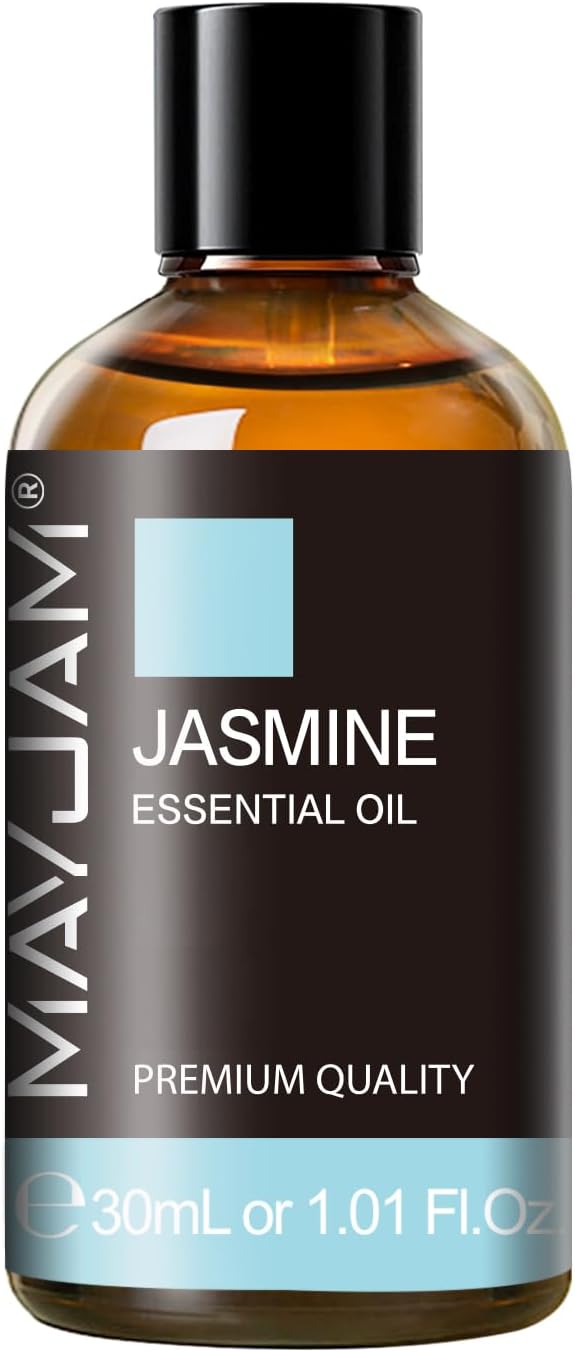 MAYJAM Jasmine Essential Oil for Diffuser, Jasmine Oil for Skin, 1.01fl.oz | Long Lasting Scents, Essential Oils for Soap Candle Making, Ideal for Home Yoga Use