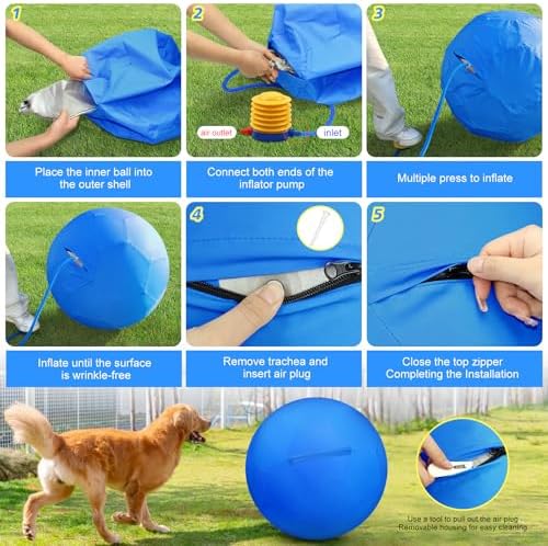 25" Herding Ball for Dogs and Horses, Waterproof & Durable Dual-Layer Interactive Large Dog Play Ball for Australian Shepherds, Cattle Dogs, Collies, and Other Herding Breeds (Blue)