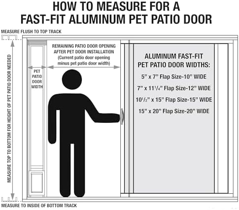 Ideal Pet Modular Aluminum Pet Patio Door, White | Single Pane Glass, Clear Flexible Flap, Fits up to 1" Aluminum Patio track width ONLY, Medium 7" x 11-1/4" Flap Size