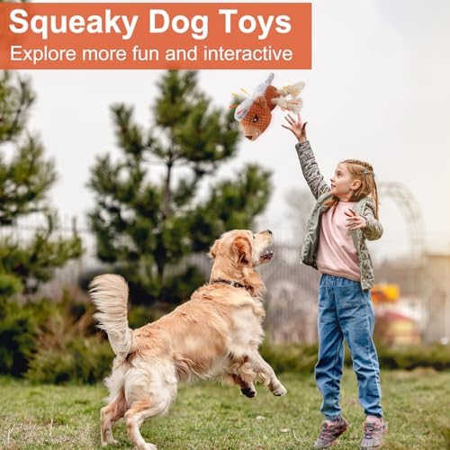 Letsmeet Dog Toys - Squeaky Interactive Plush Dog Toy with Rope, Chew Toy for Large Dogs, Small Dogs & Puppies - Tug of War Dog Toy for Aggressive Chewers, Pet Toys for Dogs