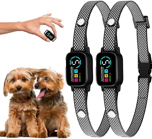 2 Pack Bark Collar for Small Dogs 8-40 lbs - 3 Modes & 5 Sensitivity Levels - Waterproof, Rechargeable, Magnetic Charging - Humane, Effective Training (Black)