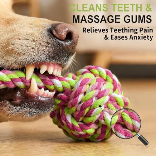 Dog Rope Toys for Small Dogs & Puppies, Pink Cotton Teething Toys