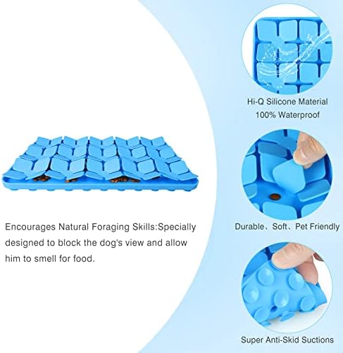 Snuffle Mat for Dogs,Premium Silicone Dog Food Mat 8“x13”Interactive Feed Game for Boredom,Encourages Natural Foraging Skills and Stress Relief for Medium Pets Smell Training Slow Feed Mat B