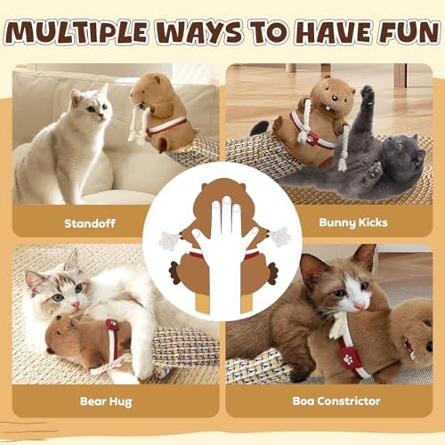 Cat Wrestling Glove, Cats Puppet Wrestler with Tough Padding for Safe Interactive Play, Cat Wrestling Toy Puppet with Cats Teaser and Bell for Boredom Busting Training and Exercise