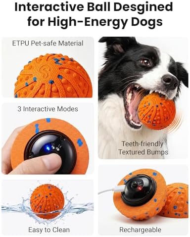 Interactive Dog Toys with Teeth-Friendly Bumps, 3 Modes, ETPU Material