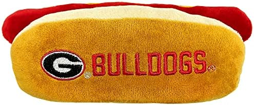 NCAA Georgia Bulldogs HOT Dog Plush Dog & CAT Squeak Toy- Cutest HOT-Dog Snack Plush Toy for Dogs & Cats with Inner Squeaker & Beautiful Football/Basketball Team Name/Logo