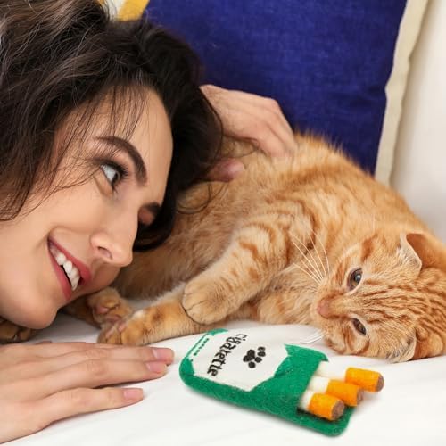 Glaciart One Catnip Joint & Leaf Cat Toy Set | Cat Crack for Funny Kittens, Stimulating Toys for Boredom, Exercise & Play | Filled w/Organic Catnip to Excite/Calm Kitty | Organic Idea