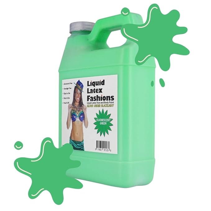 Fluorescent Green Liquid Latex Body Paint - 32 Oz for Adults and Kids, Zombie Skin Makeup Paint, Ideal for Schools, Parties, Theater, Cosplays, Carnivals