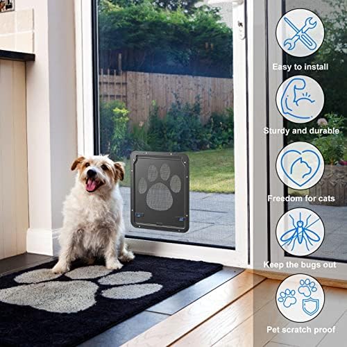 Ownpets Magnetic Cat Screen Door, Lockable Pet Door for Screen Doors | ABS Frame, 8"W x 10.2"H Flap, Auto-Close Magnetic Closure, For Cats & Small Dogs, Indoor Screen Door Use