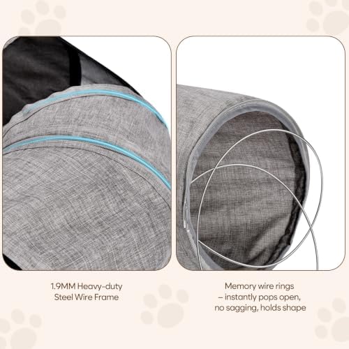 Ownpets 2 in 1 Collapsible Cat Tunnel for Indoor Cats with Cushion Bed