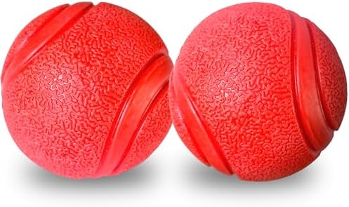 YoFellas Solid Red Rubber Dog Toy – Ultra Bounce, Indestructible Chew & Fetch Toy for Aggressive Chewers, Interactive Training for Small to Large Dogs (Small, 2-Pack)