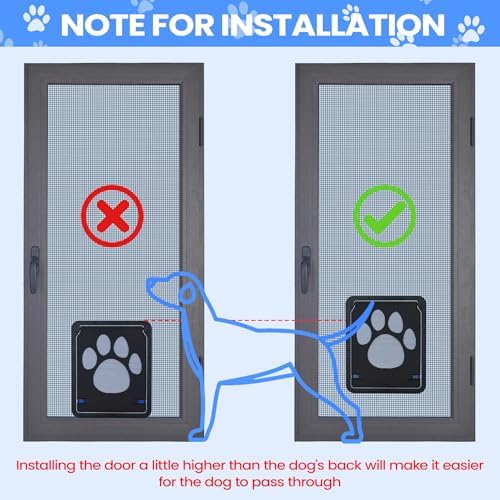 Large Dog Door for Screen Door, Lockable Doggy Door for Sliding Door, Automatic Closing Doggie Pet Screen Door, Build in Large Cat Screen Door