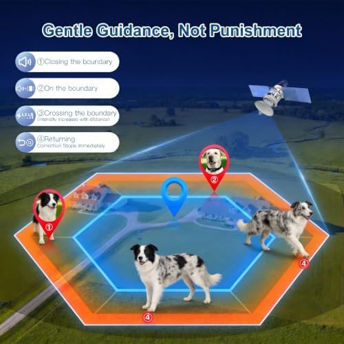 GPS Shapeable Wireless Dog Fence, Custom Boundary for Irregular Yards — No Dig, Standalone, Waterproof (Black, 1 Collar)