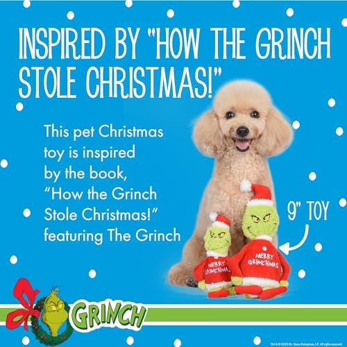 Dr. Seuss: Holiday Merry Grinchmas Grinch Plush Squeaker Toy- 9"