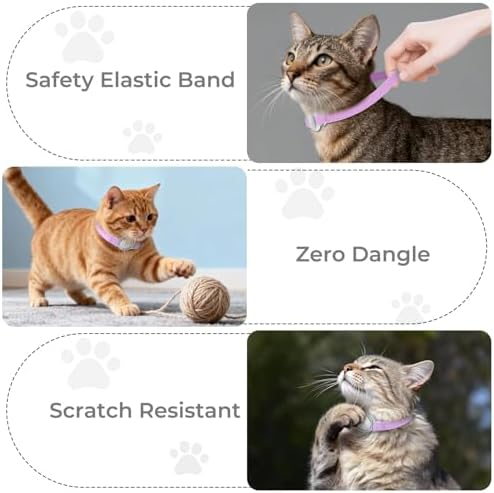 AirTag Cat Collar, Ultra Elastic Cat Tracker Collar (Purple) | Compatible with Apple Air Tag Holder, Lightweight, Scratch Resistant, Stepless Adjustable Pet Tracking Collars for Cat Kitten
