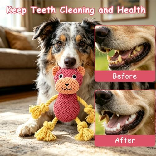 Plush Squeaky Chew Toy for Small Medium Large Dog,(Red Tiger)