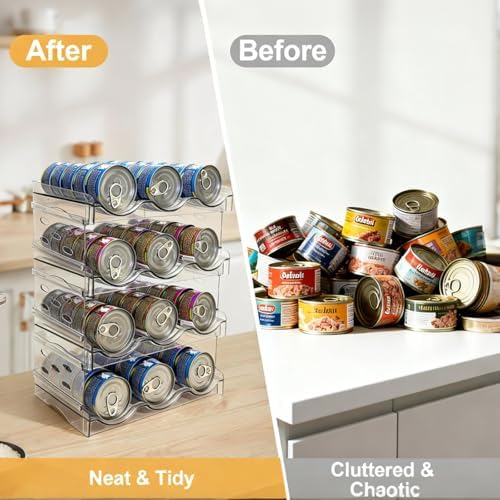 Cat Food Can Organizer 4-Tier Hold 72 Cans 3.5oz Transparent Cat Can Rack