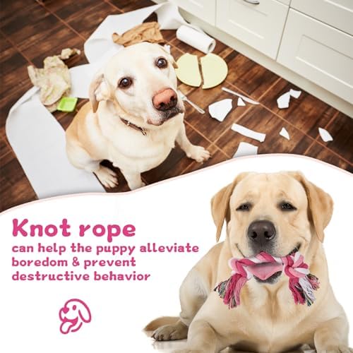 8 Packs Puppy Rope Knot Toy - Multi Color Chew Toys for Small and Medium Dogs - Cotton Teething Tug With 2 Knots