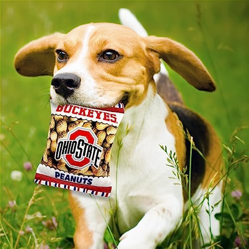 Pets First NCAA Ohio State Buckeyes Crinkle FINE Plush Dog & CAT Squeak Toy - Cutest Stadium Peanuts Snack Plush Toy for Dogs & Cats with Inner Squeaker & Beautiful Baseball Team Name/Logo