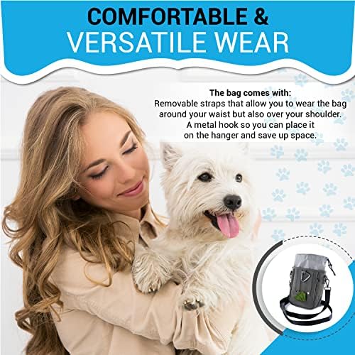 Dog Training Treat Pouch – Treat Bag for Dog Training with Built-in Poop Bag Holder – Waist Dog Training Pouch with Reflective Strips – Waterproof Fanny Pack for Dog Training