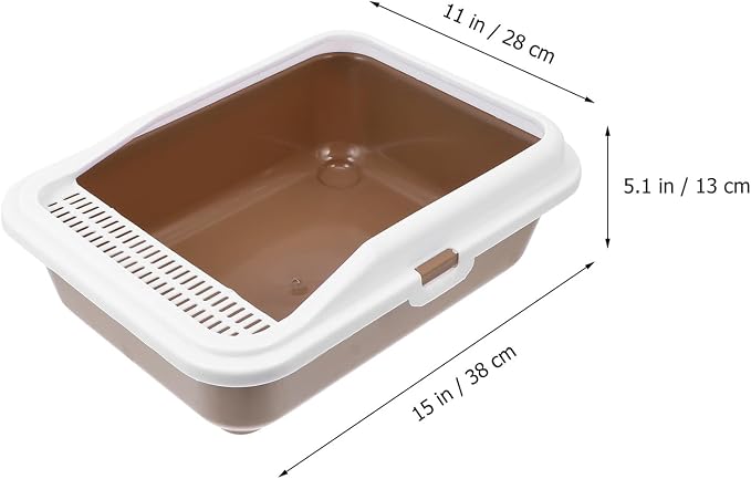 Milisten Cat Litter Box with Scoop Splash-Proof Kitten Litter Pan Medium Square Plastic Cat Toilet and Pet Housebreaking