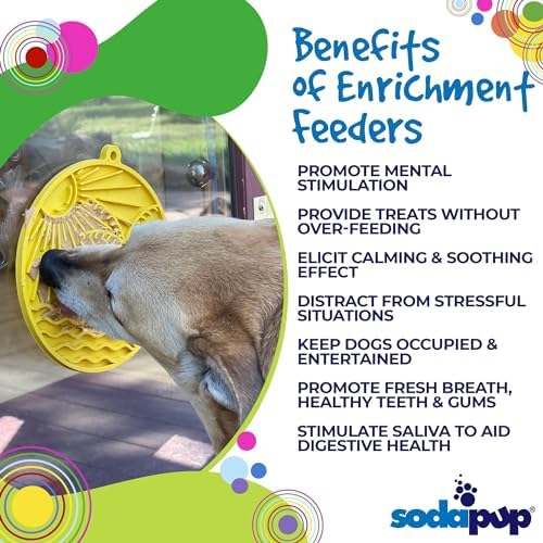 SodaPup Sun N Sea eMat – Durable Enrichment Feeder with Suction Cups Made in USA from Non-Toxic, Pet-Safe, Food Safe Rubber for Mental Stimulation, Avoiding Overfeeding, Calming, & More