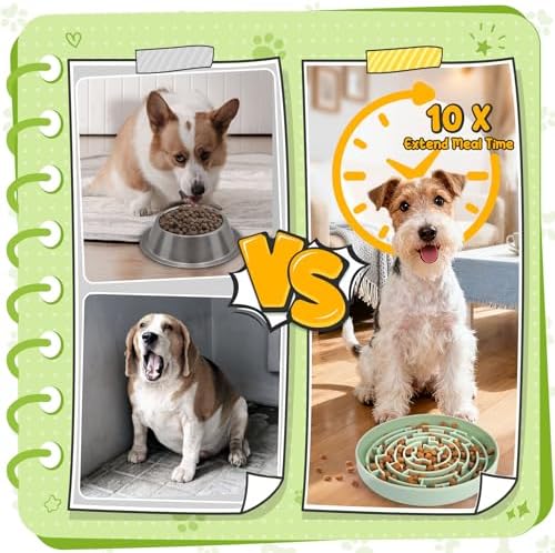 KIPRITII Dog Puzzle Feeder Set with Slow Feeder Bowl & Treat Ball