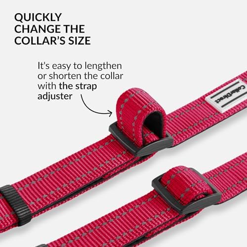Reflective Dog Collar, Quick-Release Buckle (Pink, 10-13 Inch)