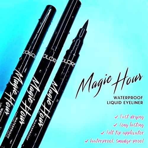 Kleancolor Magic Hour Waterproof Black Eyeliner Pen | Felt-Tip | Long-Lasting (2, Black)
