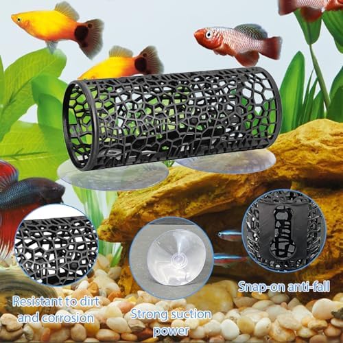 4 Pcs Betta Fish Hammock & Toy Set, Suction Cup Tunnel, Floating Betta Fish Skins, 2 Foliage Pads，Aquarium Hide and Feed Decor for Resting, Hiding & Play Areas.