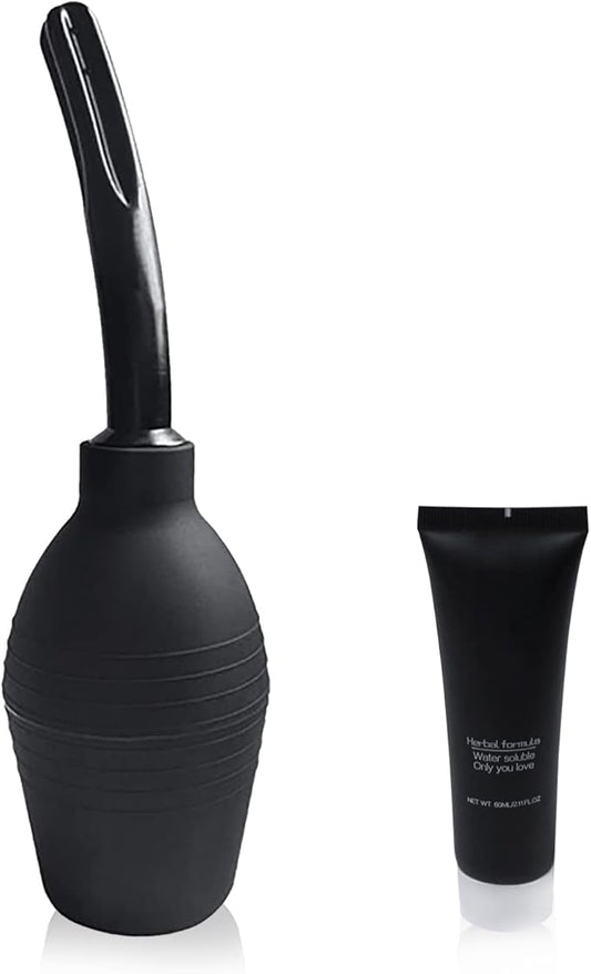 Abyclean Anal Douche Enema Bulb Kit with Lube Vaginal Douche Enema Cleaner for Women’s or Man’s Health (310ml Black)