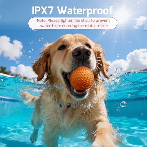 SNOYWEN Smart Interactive Dog Toy, Automatic Moving Bouncing Rolling Ball, Food-Grade Rubber Material IPX7 Waterproof Active Ball for Medium and Large Dogs (Orange)