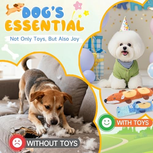 wodoca Dog Toys for Aggressive Chewers 2 Pack, No Stuffing Squeaky Chew Toy for Small Medium Breed, Puppy Teething Interactive Dog Toys to Keep Them Busy