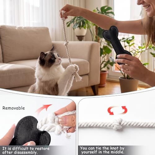 Dog Rope Knot Toy for Small Dogs and Cats Rope Toy for Puppy Teethers Cotton Interactive Pull Dog Toys for Dogs to Relieve Boring for Small Dogs and Cats (Black)
