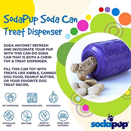 Soda Pup Dog Chew Toy and Treat Dispenser - Enrichment Dog Toys - Treat Dispensing Dog Toys - Dog Puzzle Toys - Dog Treat Toy - Grape Crush - Medium