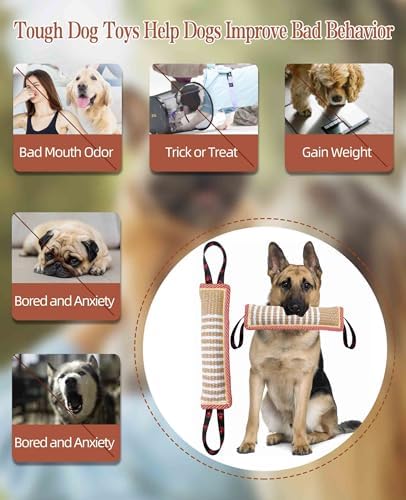 Clysoru Dog Tug Toy Tough Jute Bite Pillow Lasting Training Equipment Puppy to Large Dogs Interactive for Large and Small