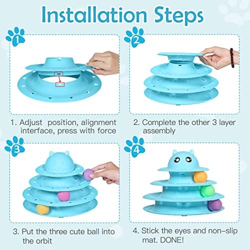 UPSKY 20 PCS Cat Toys Set with Teaser, Mice, Spring, and Various Ball Toys | Puzzle Kitten Toys, Sturdy Structure, Detachable Design, Easy to Assemble, Anti-Slip, Reduces Boredom for Indoor Cats