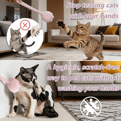 Cat Interactive Patting Massage Wand, Specially Designed for Cats That Enjoy Being Stroked on Tail Base and Hip Areas. It Provides Deep Massage Around the Cat’s Head and Gentle Patting on the Body