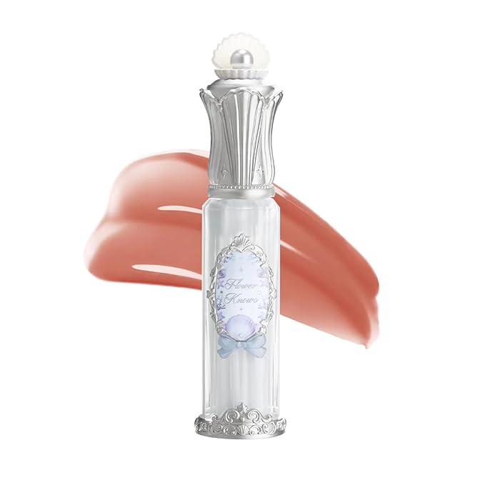 Flower Knows Shell's Jewel Nourishing Lip Glaze,Hydrating Lip Gloss with Hyaluronic,Moisturizing Plumping Oil,Non-Sticky Formula,0.16 fl.oz(P07 Salty Lychee)