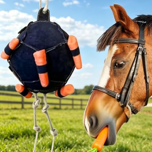 Carrot Shaped Horse Treat Ball, Slow Feeding Dispenser, Bite Resistant Equine Training Toy, Stress Relief Feeding Ball Accessory for Horse Stable Daily Use