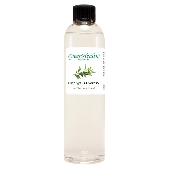 GreenHealth Eucalyptus Hydrosol Floral Water – 8 fl oz – 100% Pure Steam-Distilled – Natural Room Spray, Linen Mist & Aromatherapy – Not Essential Oil – Plastic Bottle with Cap