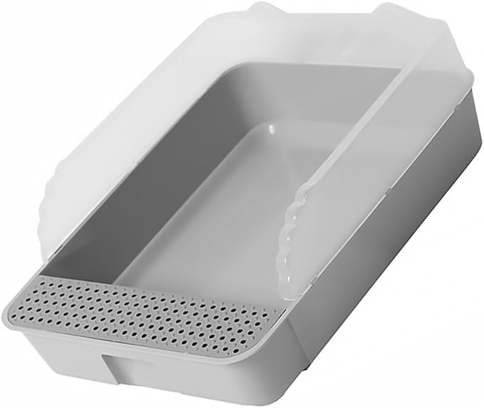 ERINGOGO Semi-Closed Cat Litter Box Potty with Detachable Anti-Splash Durable Pan Small Gray for Kitten Toilet and Cat Housebreaking