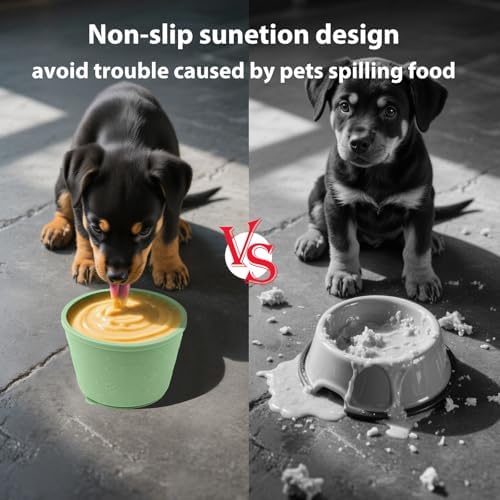 Dog Slow Feeder Lick Bowl - Non-Slip Licking Treat Dispenser for Small Medium Large Dogs, Promotes Anxiety Relief & Prevents Choking, Easy to Clean Feeding Bowl (Green, S)