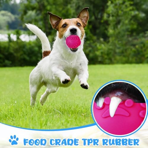 24 Pcs Dog Squeaky Balls Bulk Rubber Squeaky Dog Toys Puppy Balls for Small Medium Pet Interactive Puppy Chew Toys Beach Outdoor, Footprint Shape