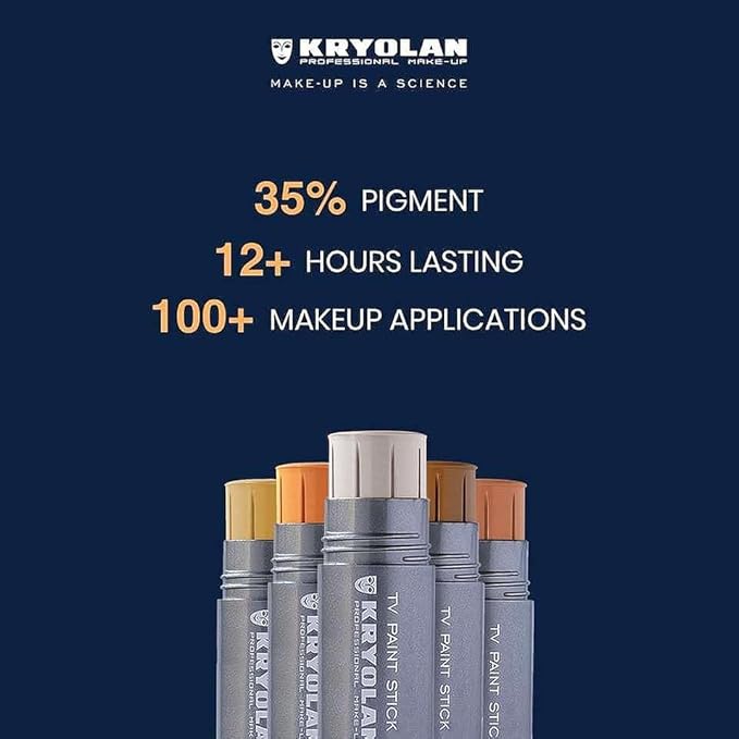 Kryolan TV Paint Stick - TV Matte White Makeup Stick - Foundation Makeup - Makeup for TV, Theater, Stage, Acting, Face and Body, Full Coverage Cream Concealer Stick Foundation - Made in USA (25 g)