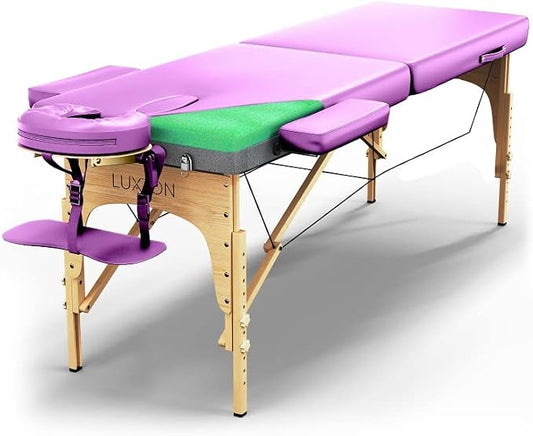 Premium Foam Massage Table Portable Foldable Massage Bed Height Adjustable, 72 Inches Long 27 Inches Wide Home Salon Spa Bed Tattoo Table with Accessories & Carrying Case, Easy Set Up